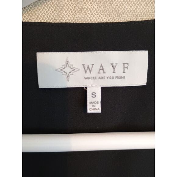 Wayf Blouse Women Small Black Chiffon Whimsy Goth Witchcore Tie Front Cropped - Picture 3 of 12